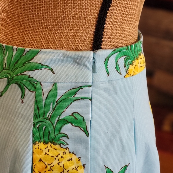 Talbots 2P pleated blue pineapple tropical skirt - Picture 3 of 8